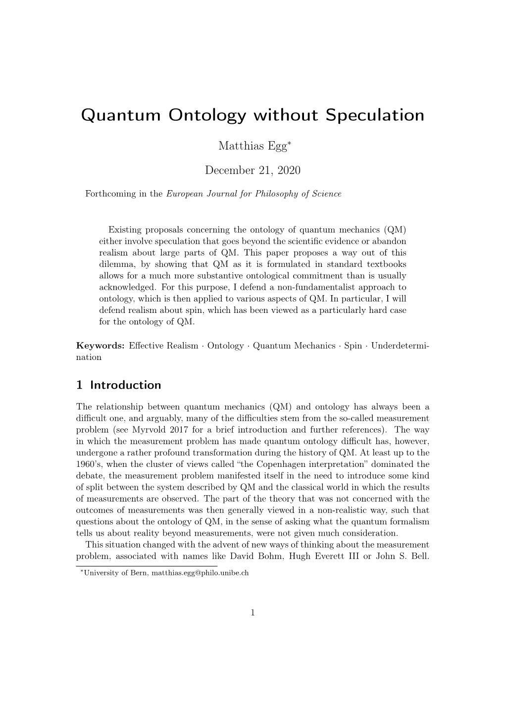 Quantum Ontology Without Speculation