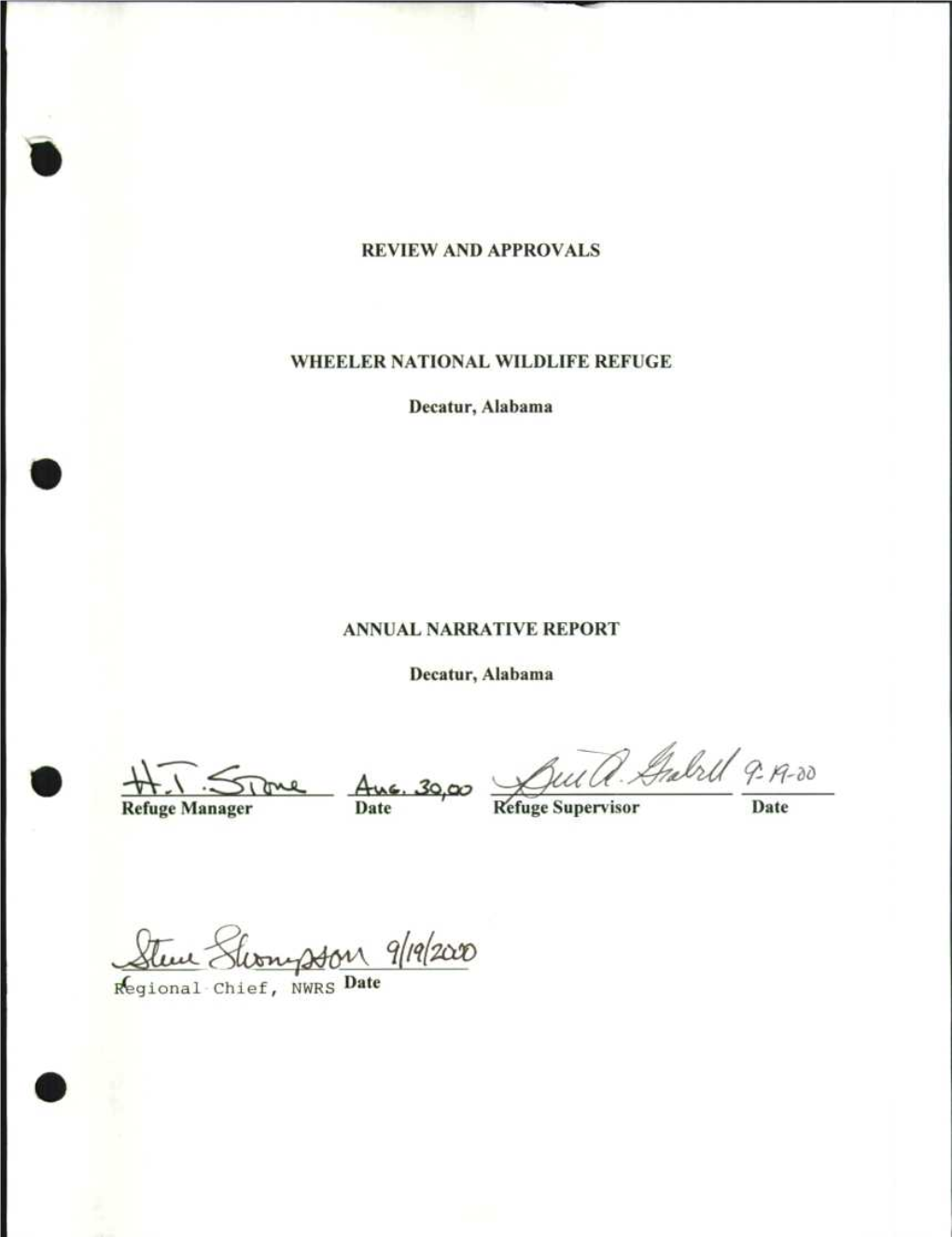 Review and Approvals Wheeler National Wildlife