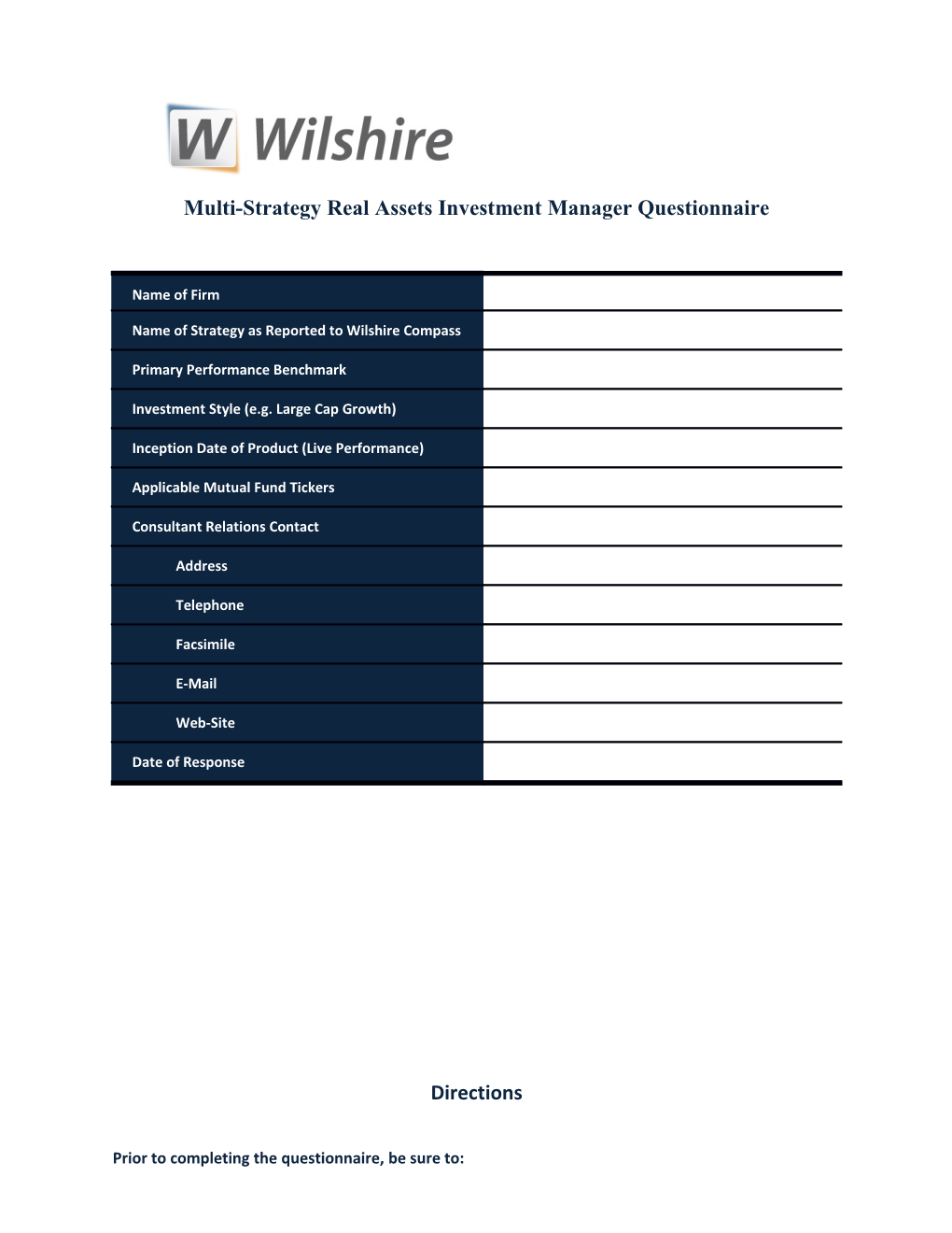 Investment Manager Questionnaire s1