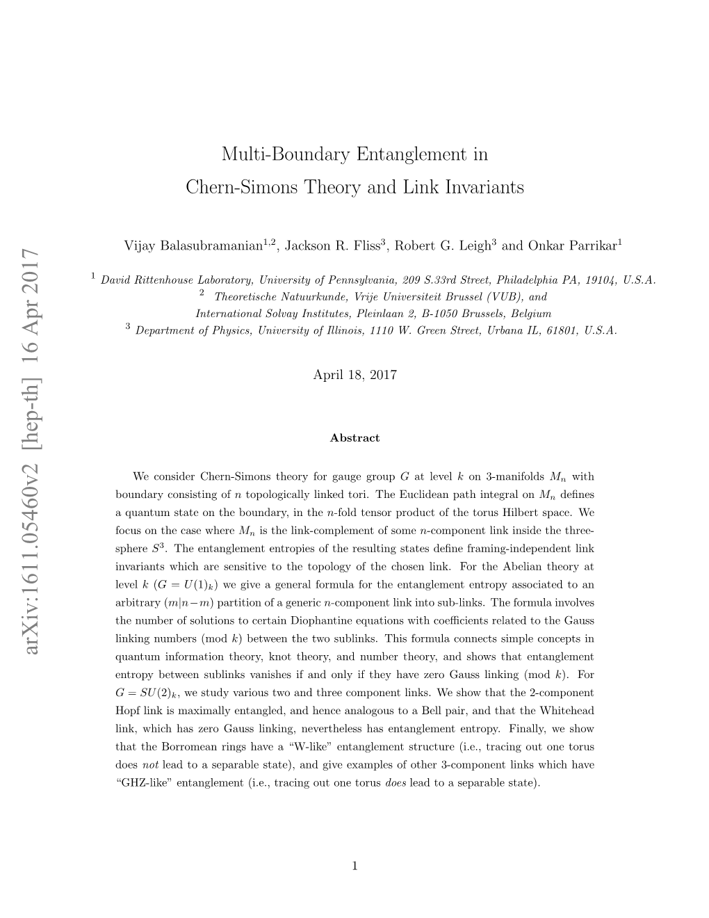 Multi-Boundary Entanglement in Chern-Simons Theory and Link Invariants