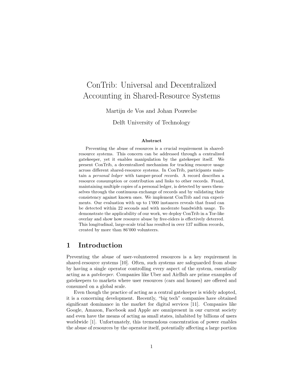 Universal and Decentralized Accounting in Shared-Resource Systems