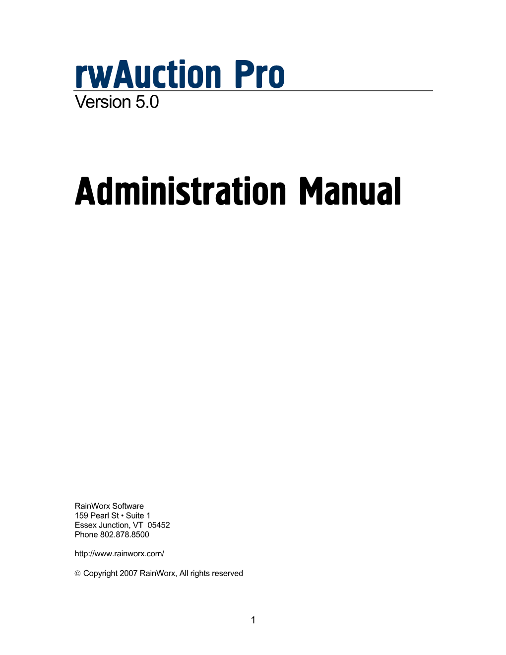 Rwauction Pro Administration Manual