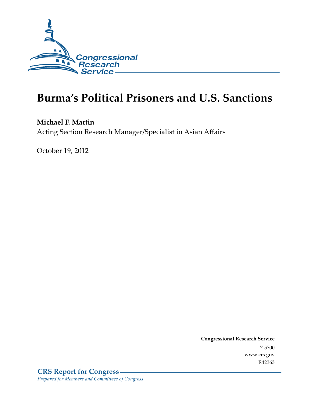 Burma's Political Prisoners and U.S. Sanctions