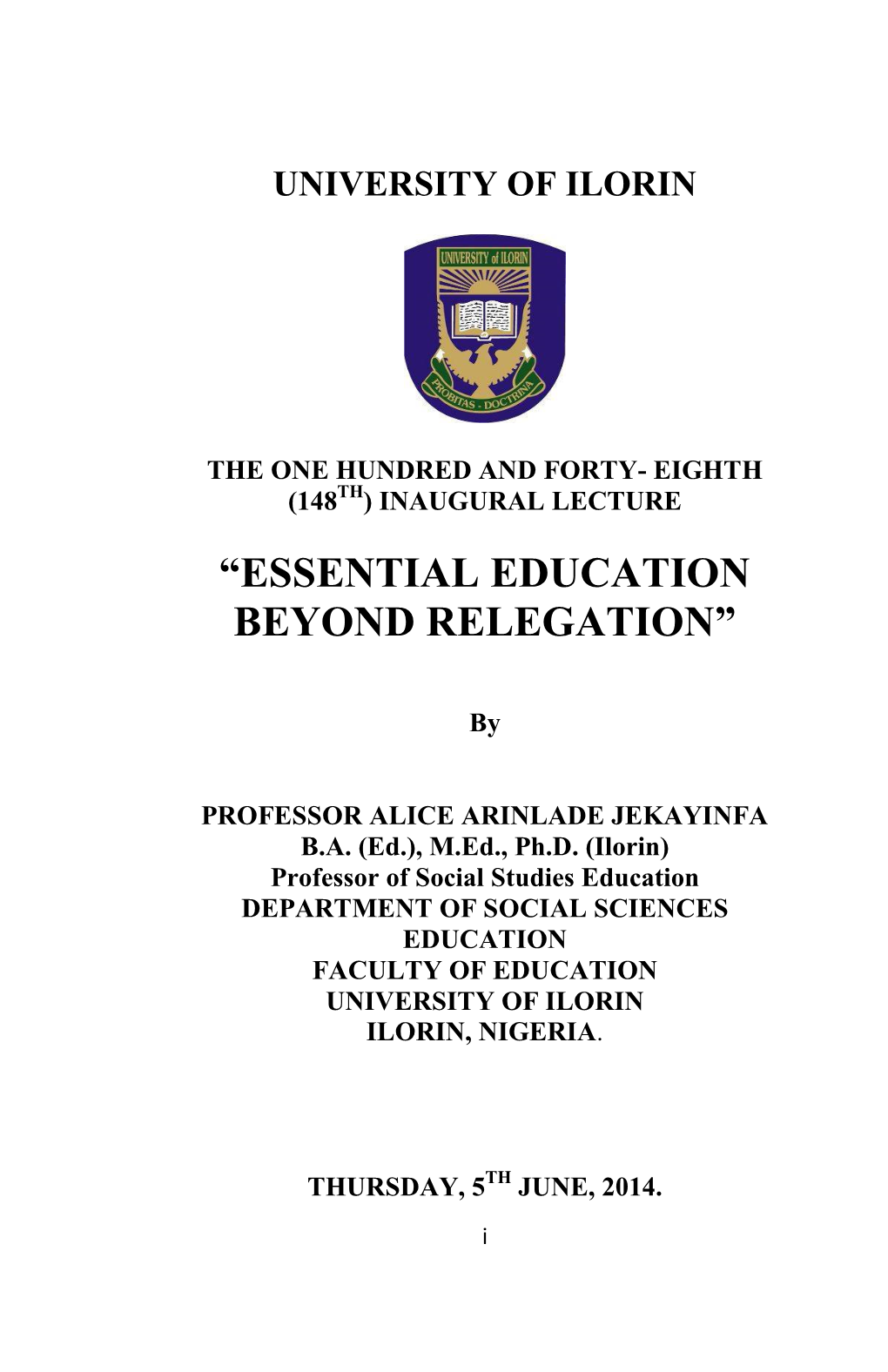 “Essential Education Beyond Relegation”