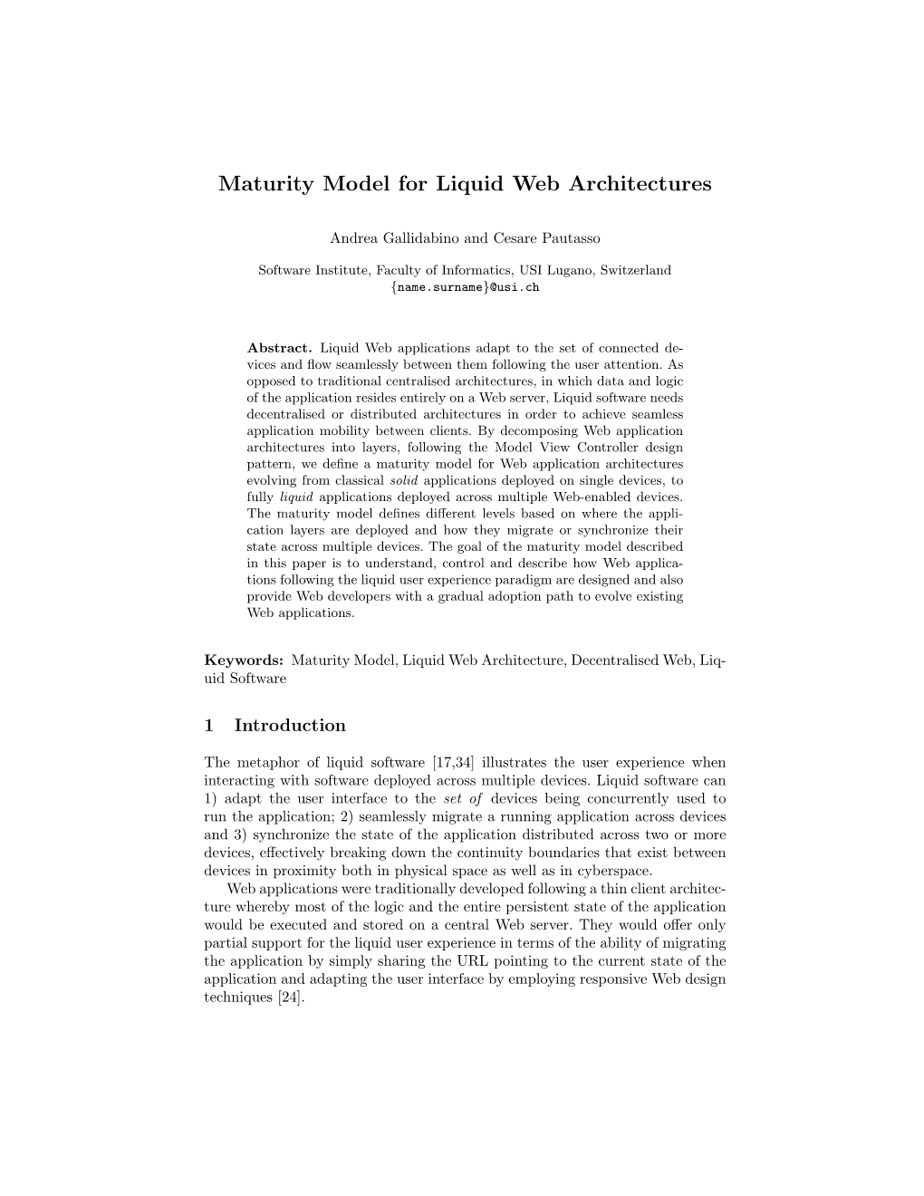 Maturity Model for Liquid Web Architectures