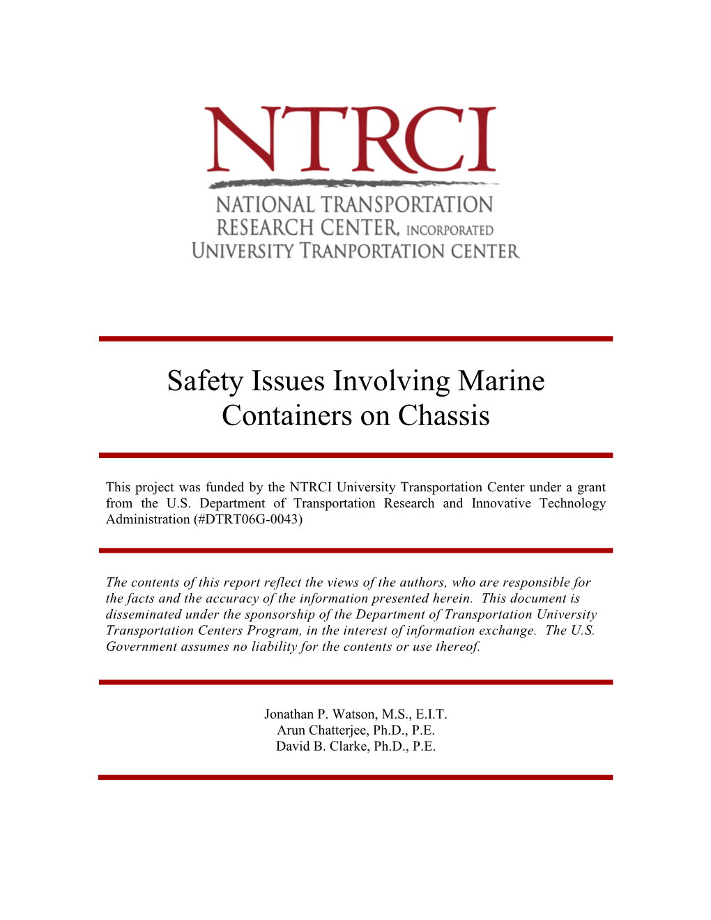 Safety Issues Involving Marine Containers on Chassis