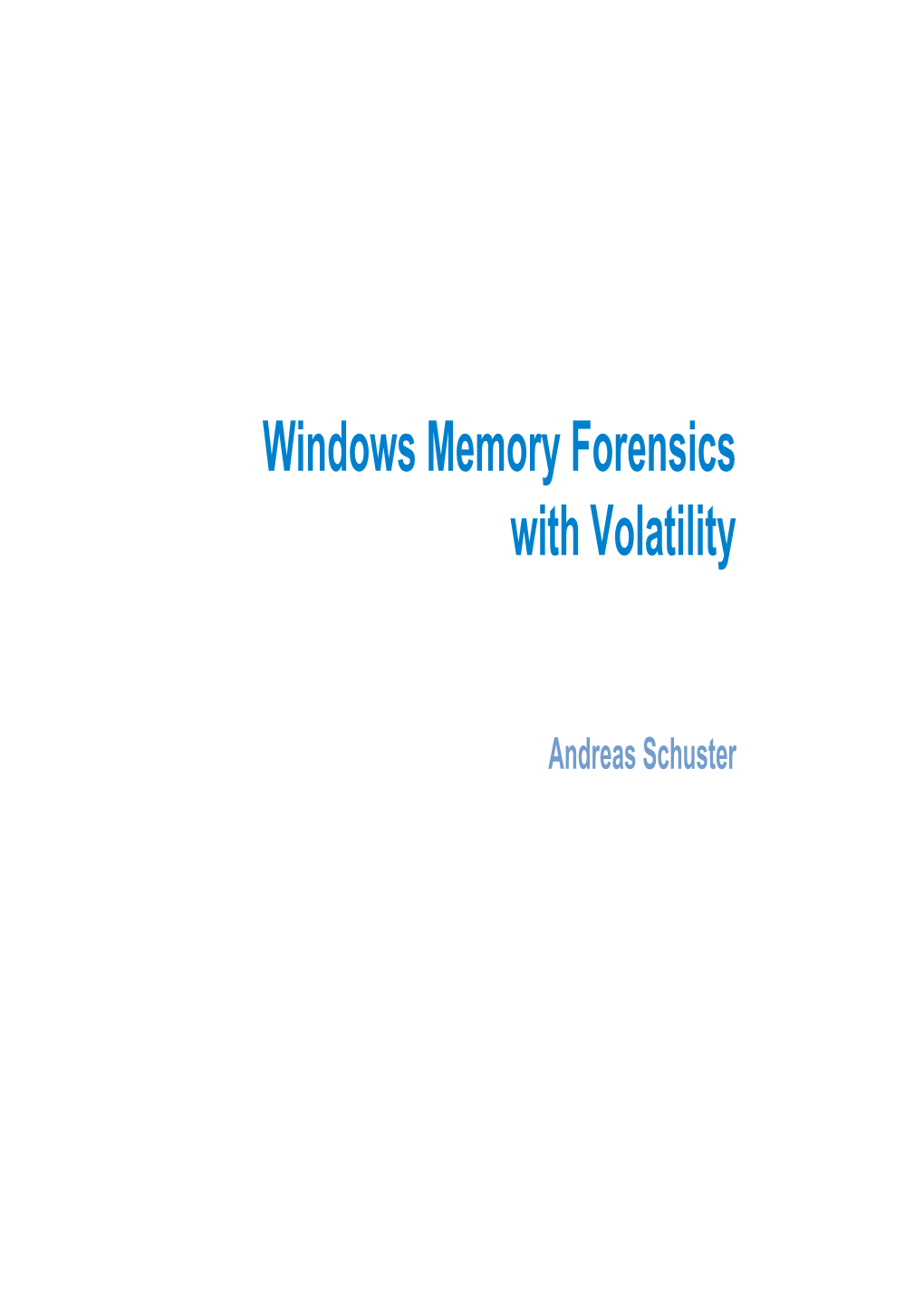 Windows Memory Forensics with Volatility