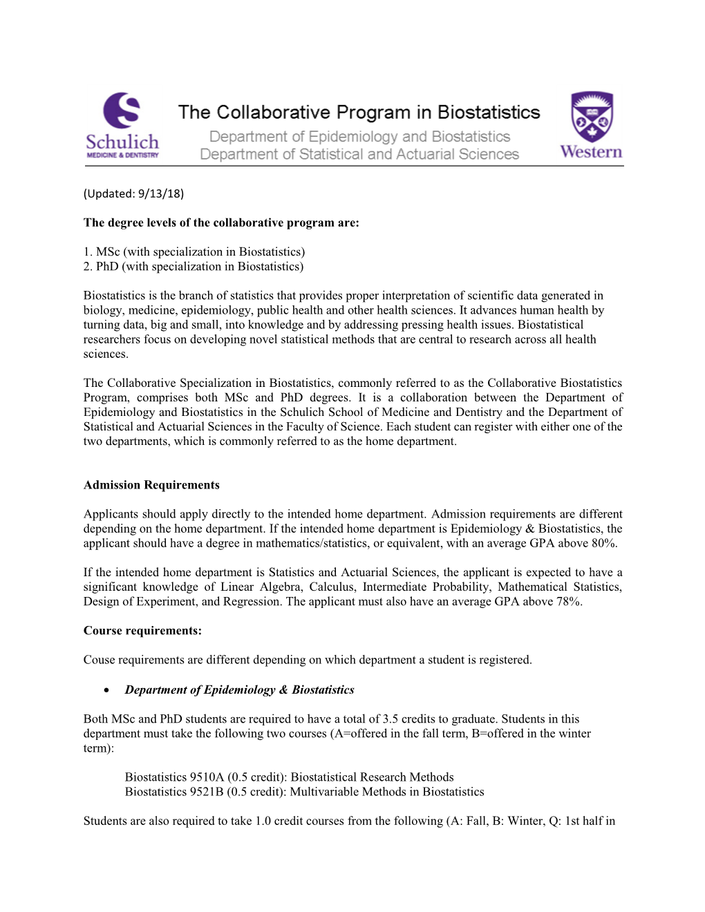 (Updated: 9/13/18) the Degree Levels of the Collaborative Program Are: 1