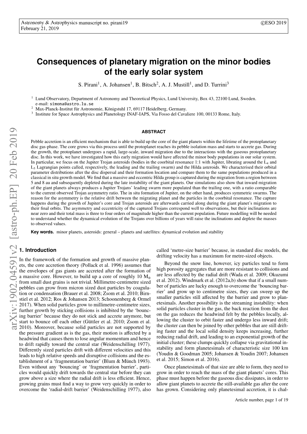 Arxiv:1902.04591V2 [Astro-Ph.EP] 20 Feb 2019