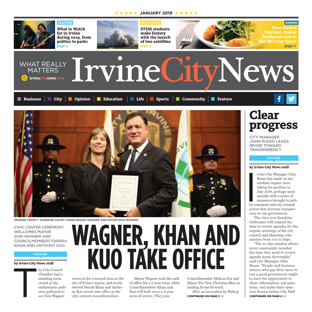 Clear Progress CITY MANAGER JOHN RUSSO LEADS IRVINE TOWARD TRANSPARENCY