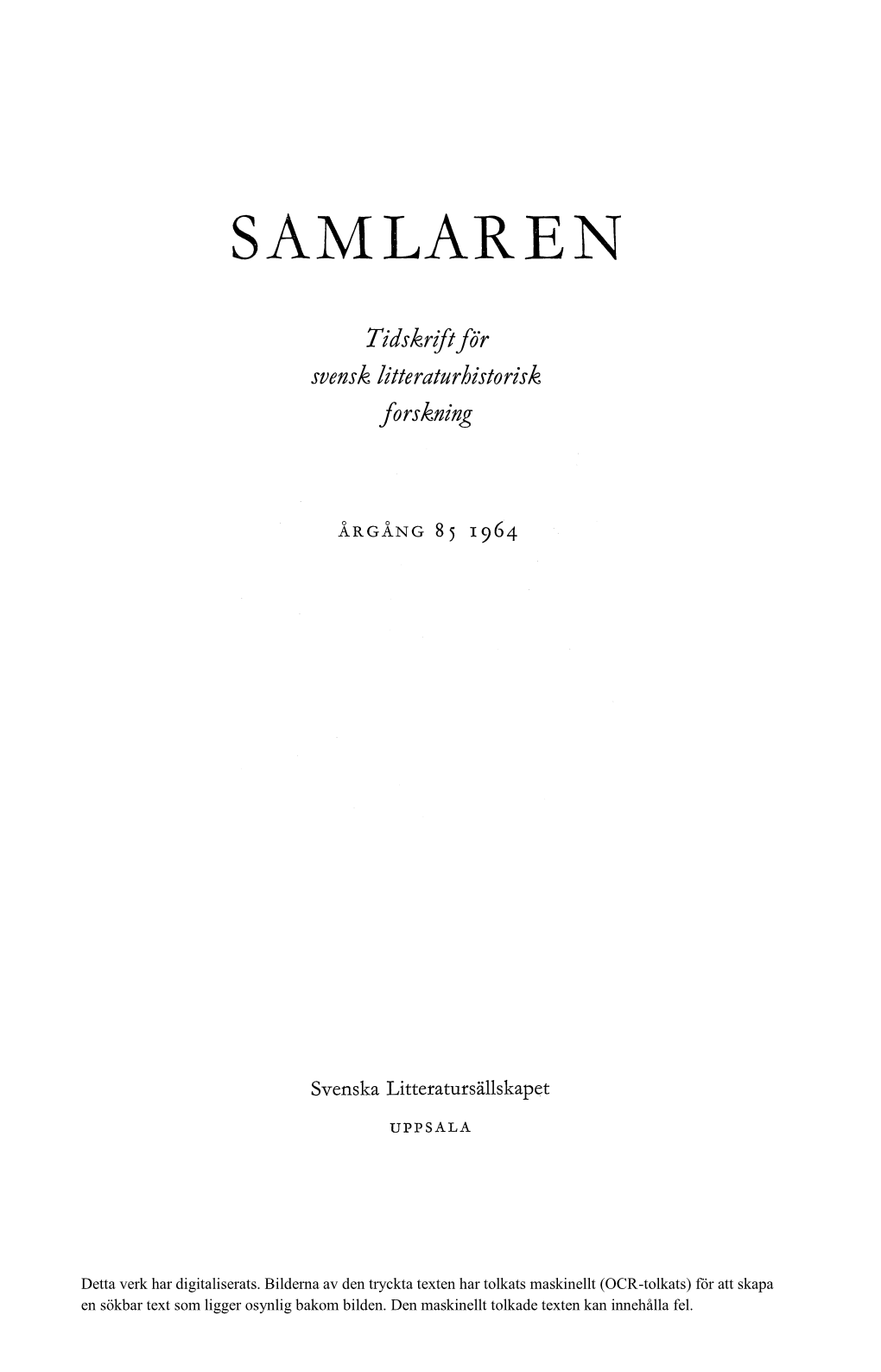 Förteckning Över Ämnen För Licentiat- Och Doktorsavhandlingar I Litteraturhistoria