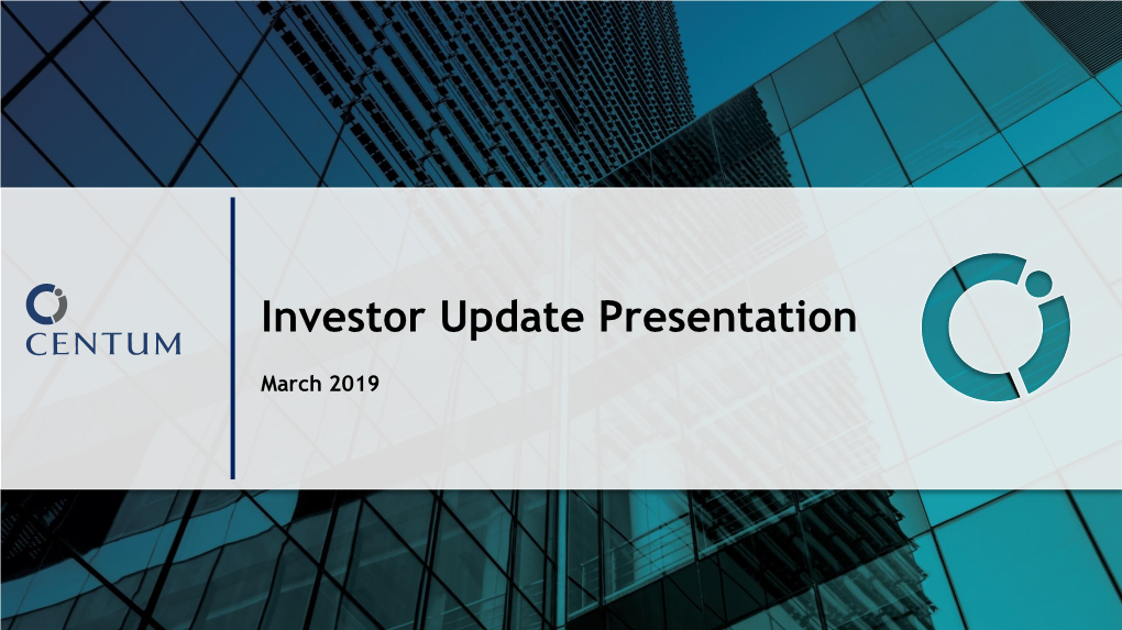 Investor Presentation March 2019 Update