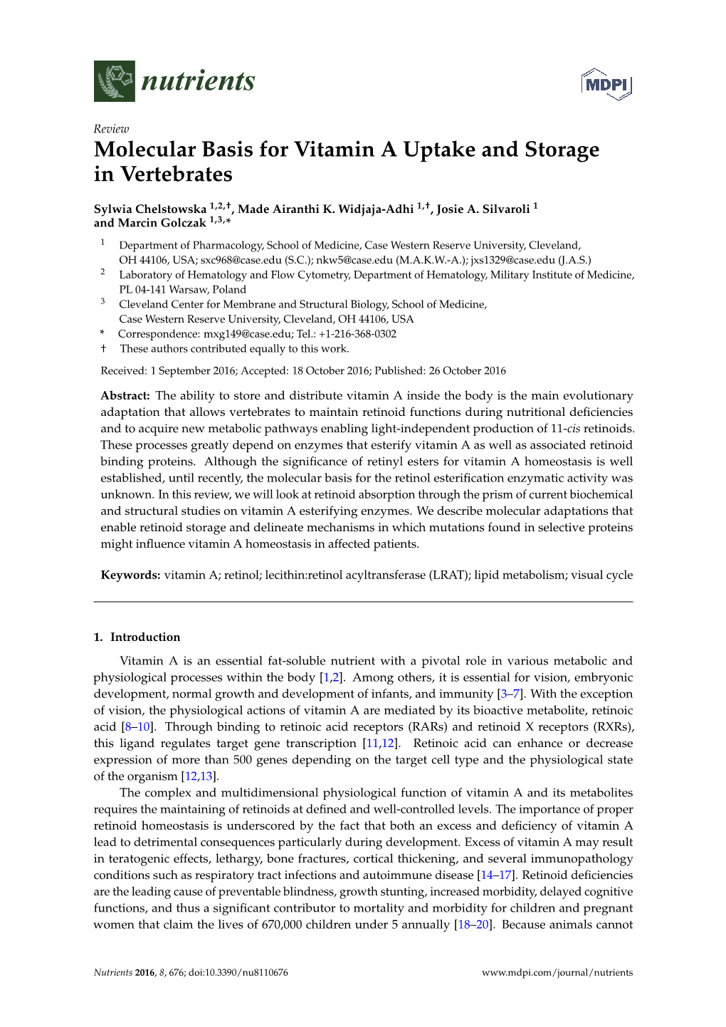 Molecular Basis for Vitamin a Uptake and Storage in Vertebrates