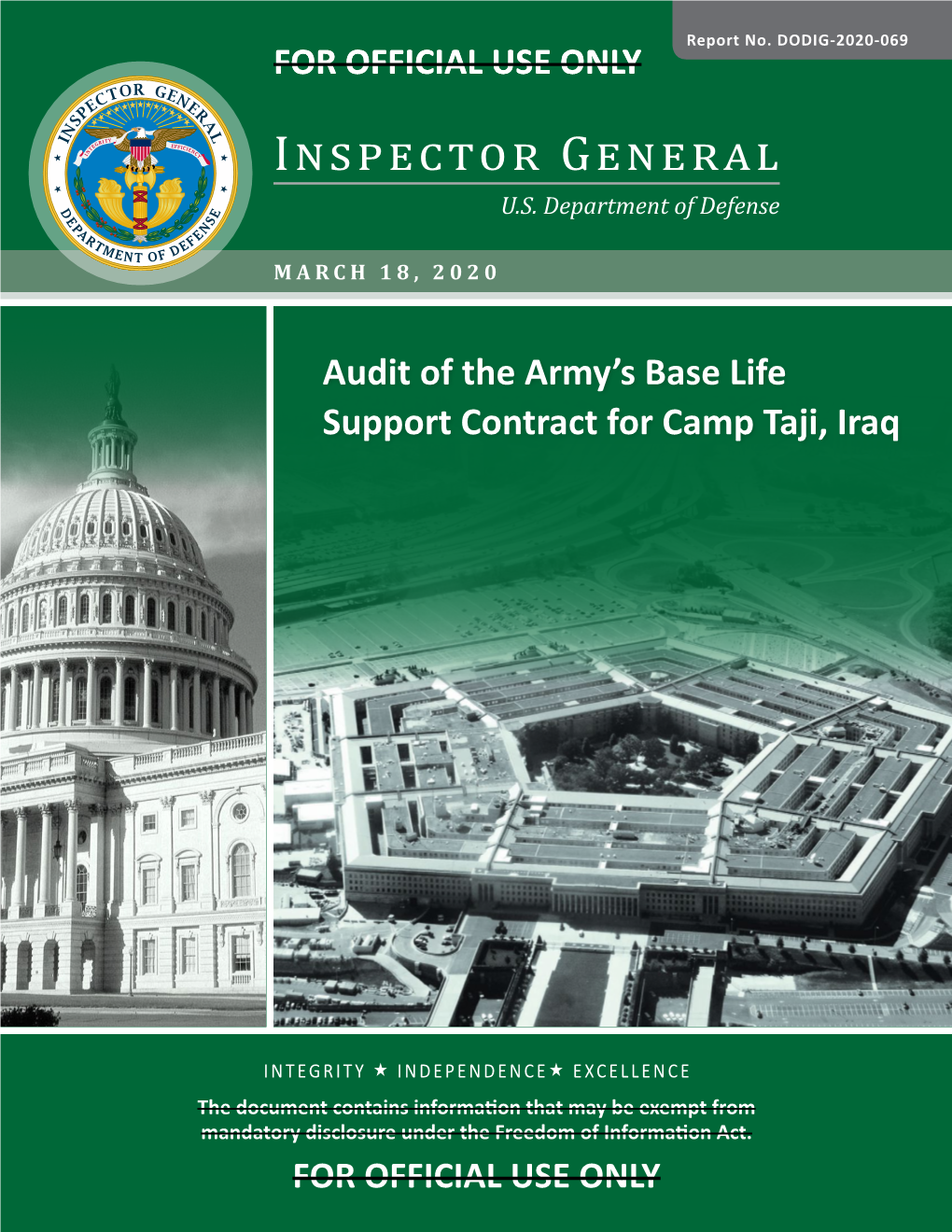 Audit of the Army's Base Life Support Contract for Camp Taji, Iraq