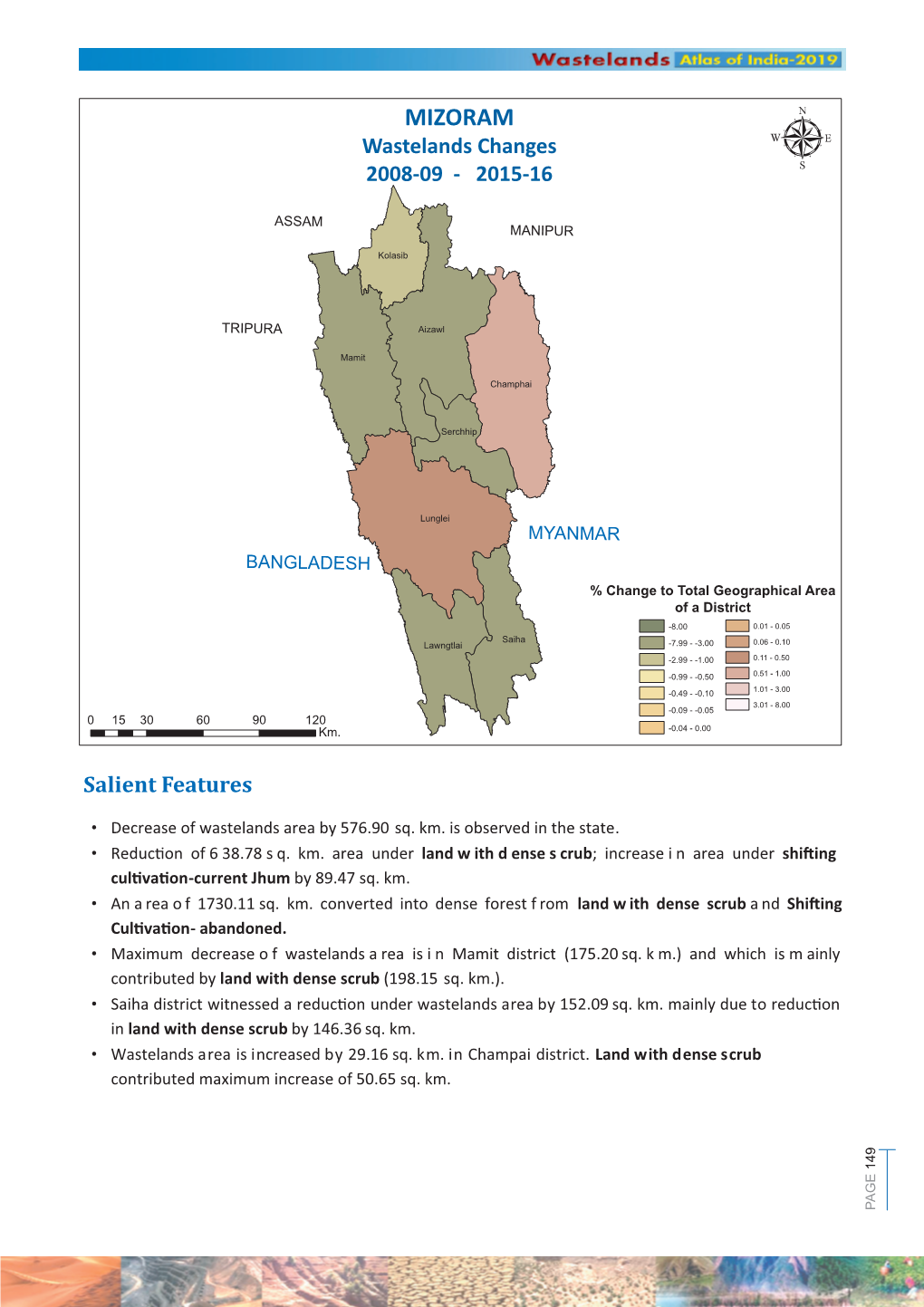 MIZORAM ASSAM Spatial Distribution of Wastelands MANIPUR 2015-16