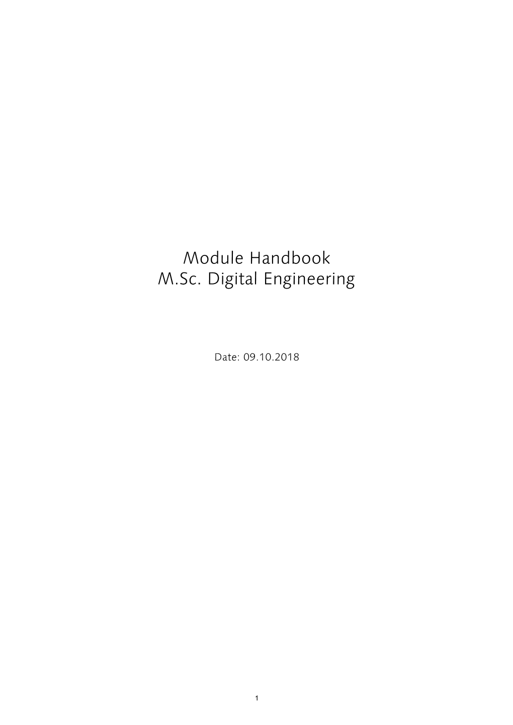 Module Handbook M.Sc. Digital Engineering