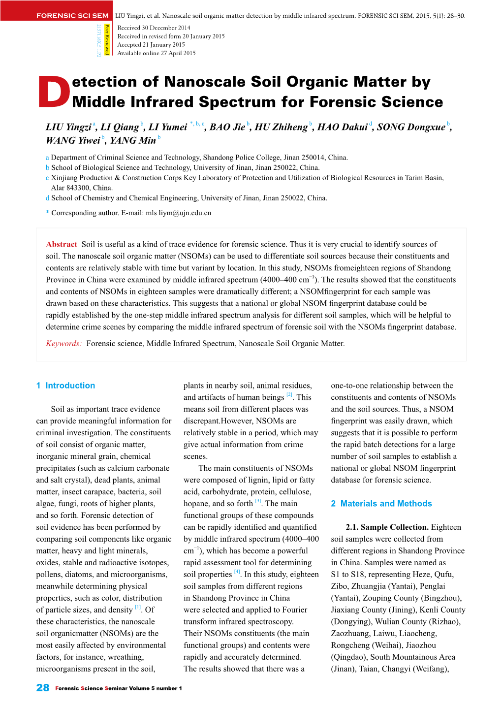 Detection of Nanoscale Soil Organic