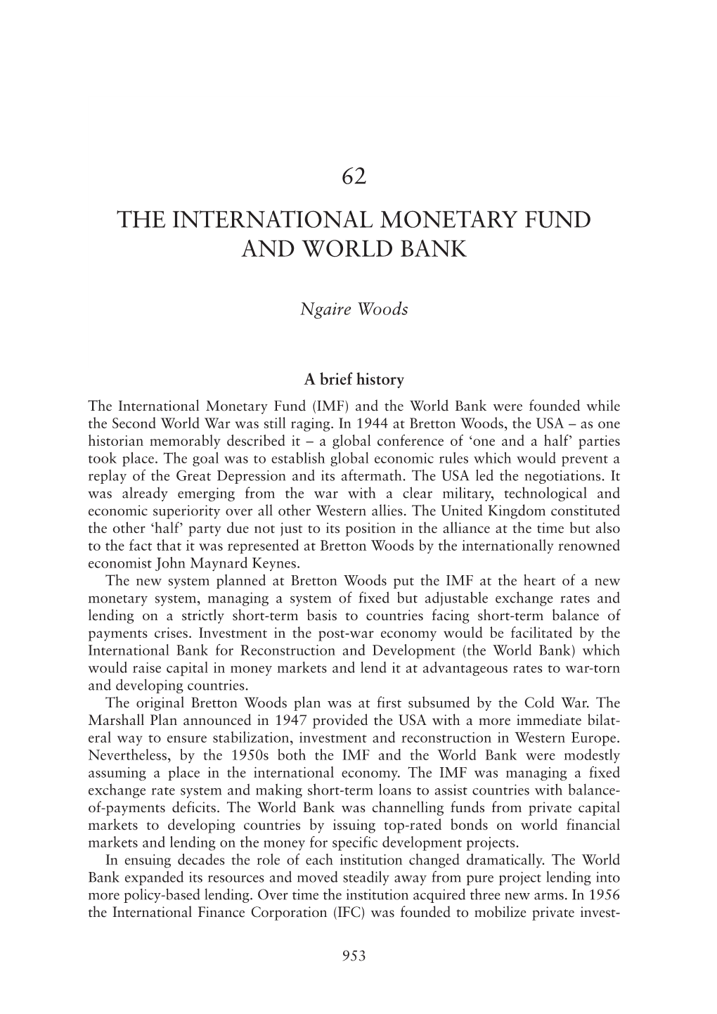 62 the International Monetary Fund and World Bank