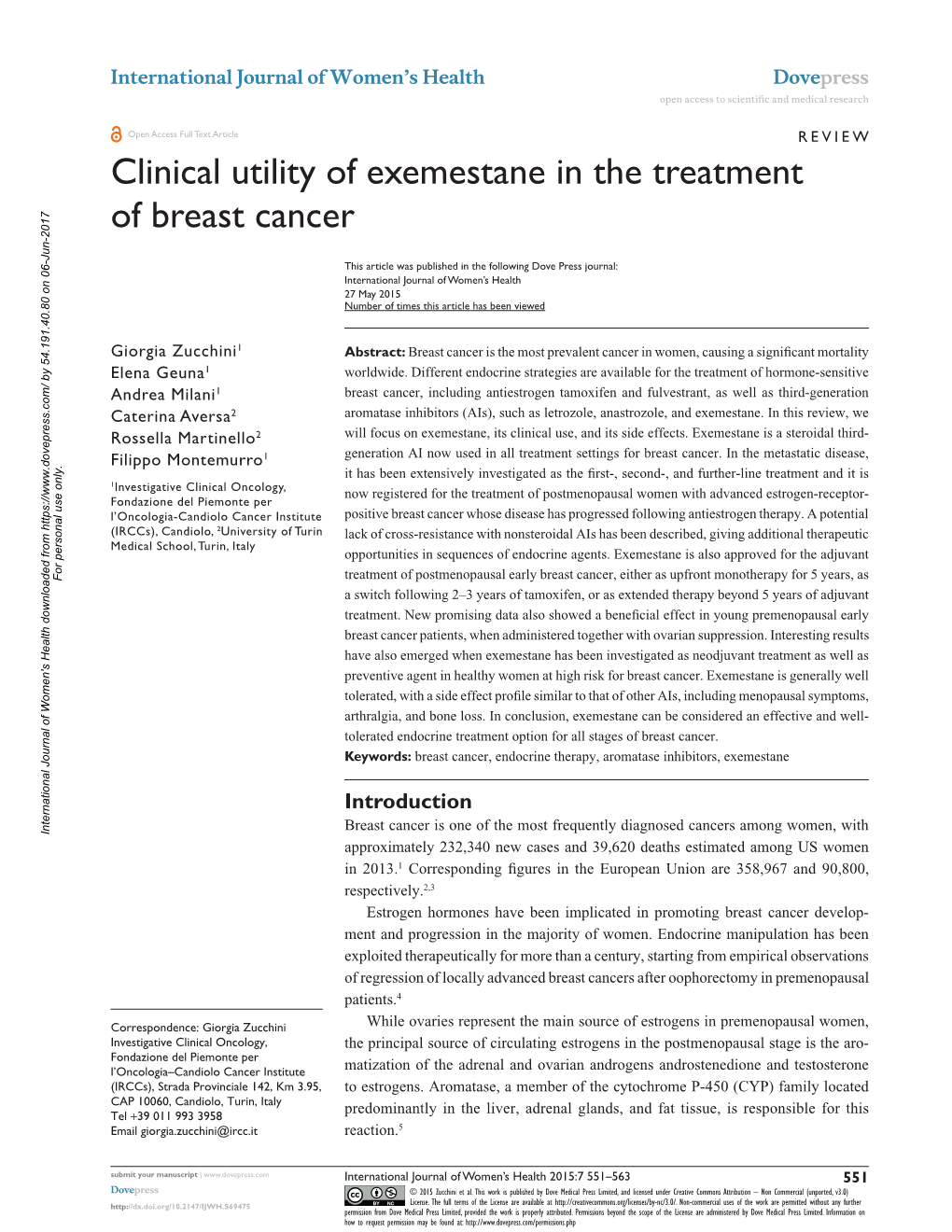 Clinical Utility of Exemestane in the Treatment of Breast Cancer