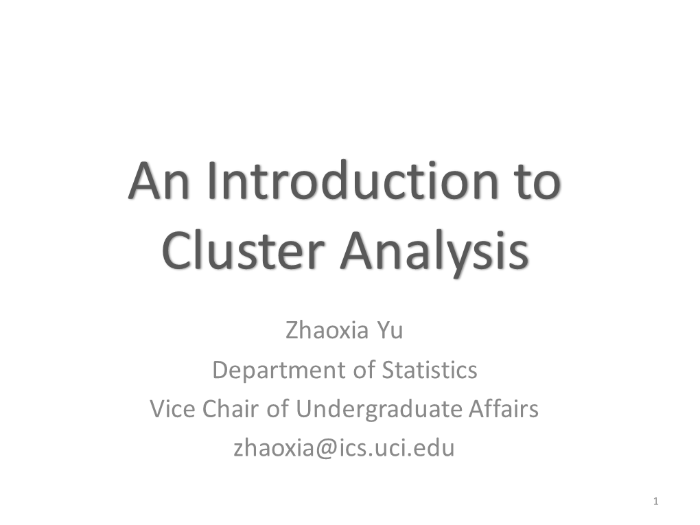 An Introduction to Cluster Analysis