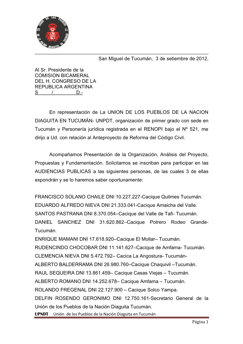 Unión De Pueblos De La Nación Diaguita En Tucumán