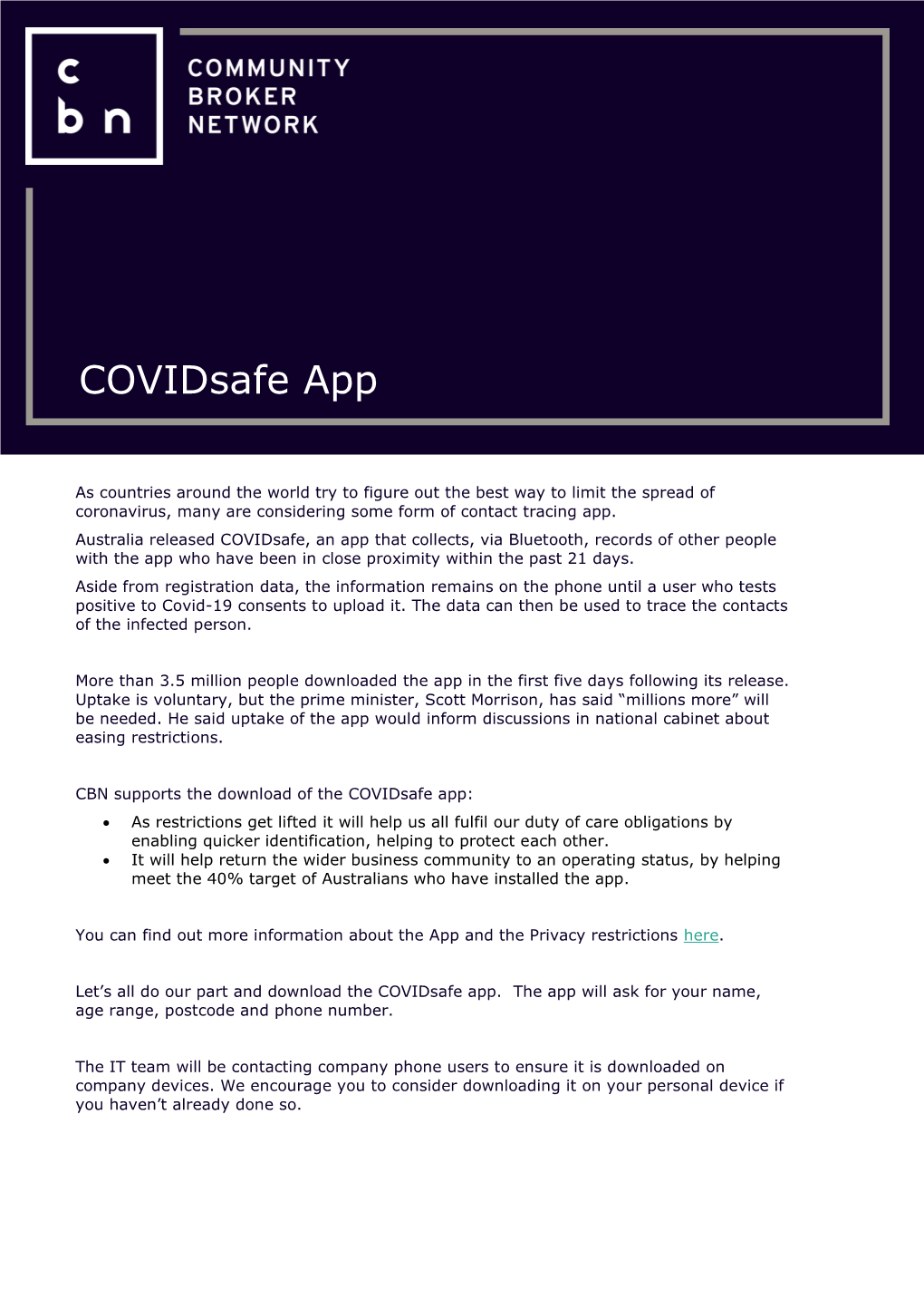 Covidsafe App