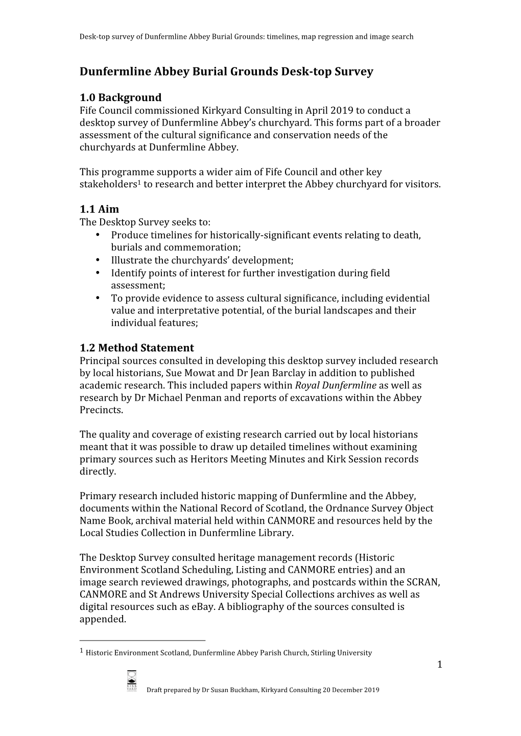 Dunfermline Abbey Burial Grounds Desk-Top Survey