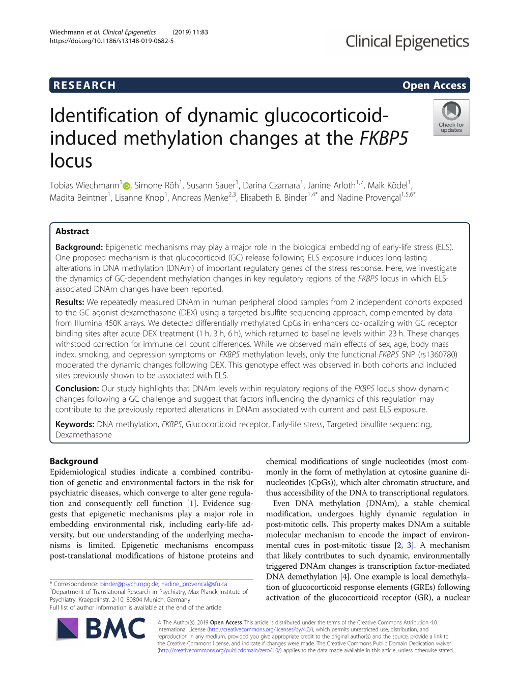 Identification of Dynamic Glucocorticoid-Induced Methylation Changes at the FKBP5 Locus