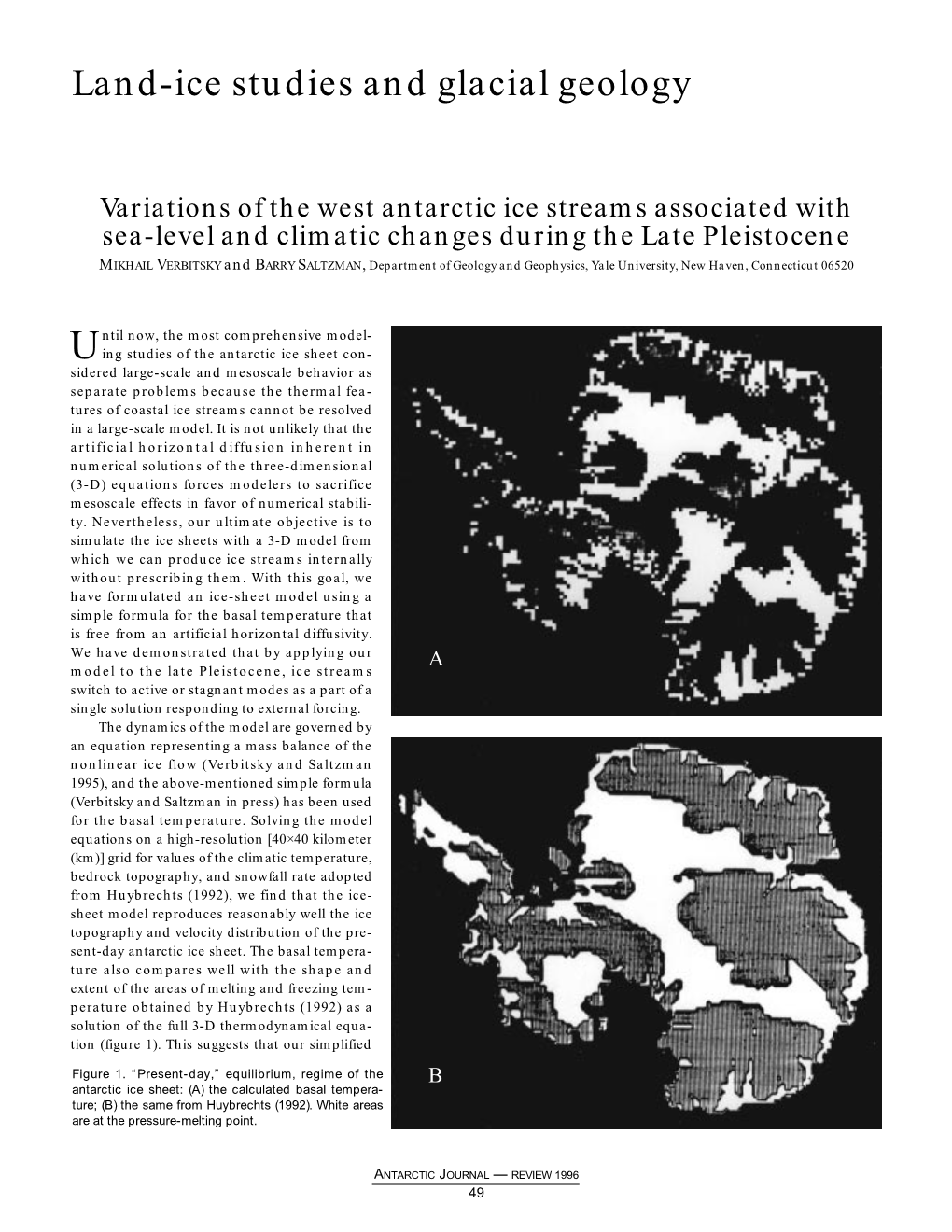 Land-Ice Studies and Glacial Geology