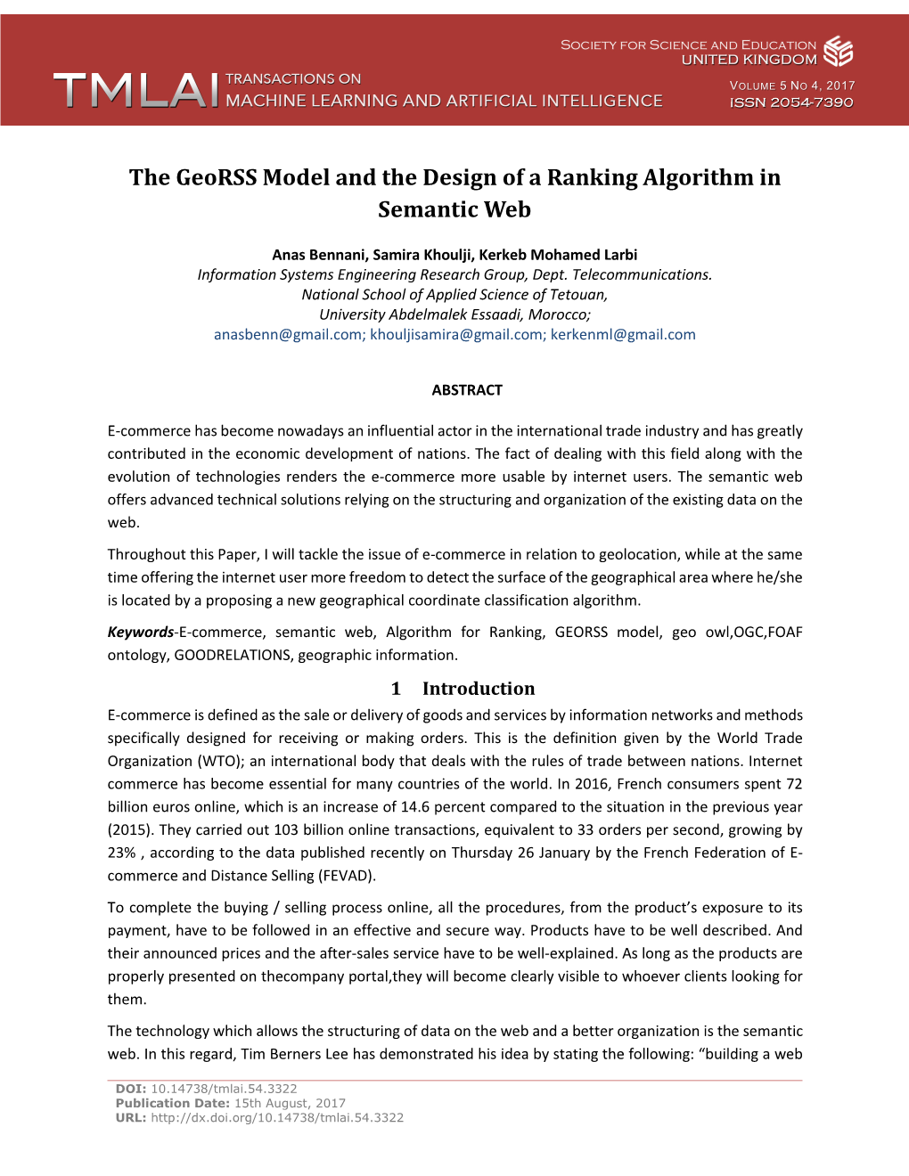 The Georss Model and the Design of a Ranking Algorithm in Semantic Web