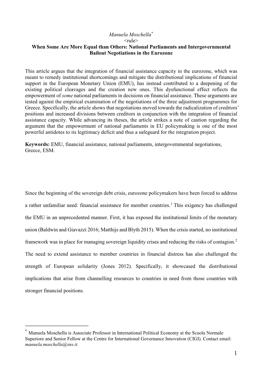 National Parliaments and Intergovernmental Bailout Negotiations in the Eurozone