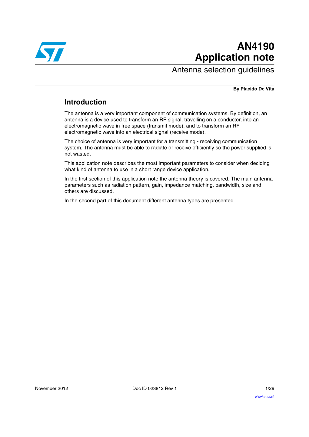 Antenna Selection Guidelines