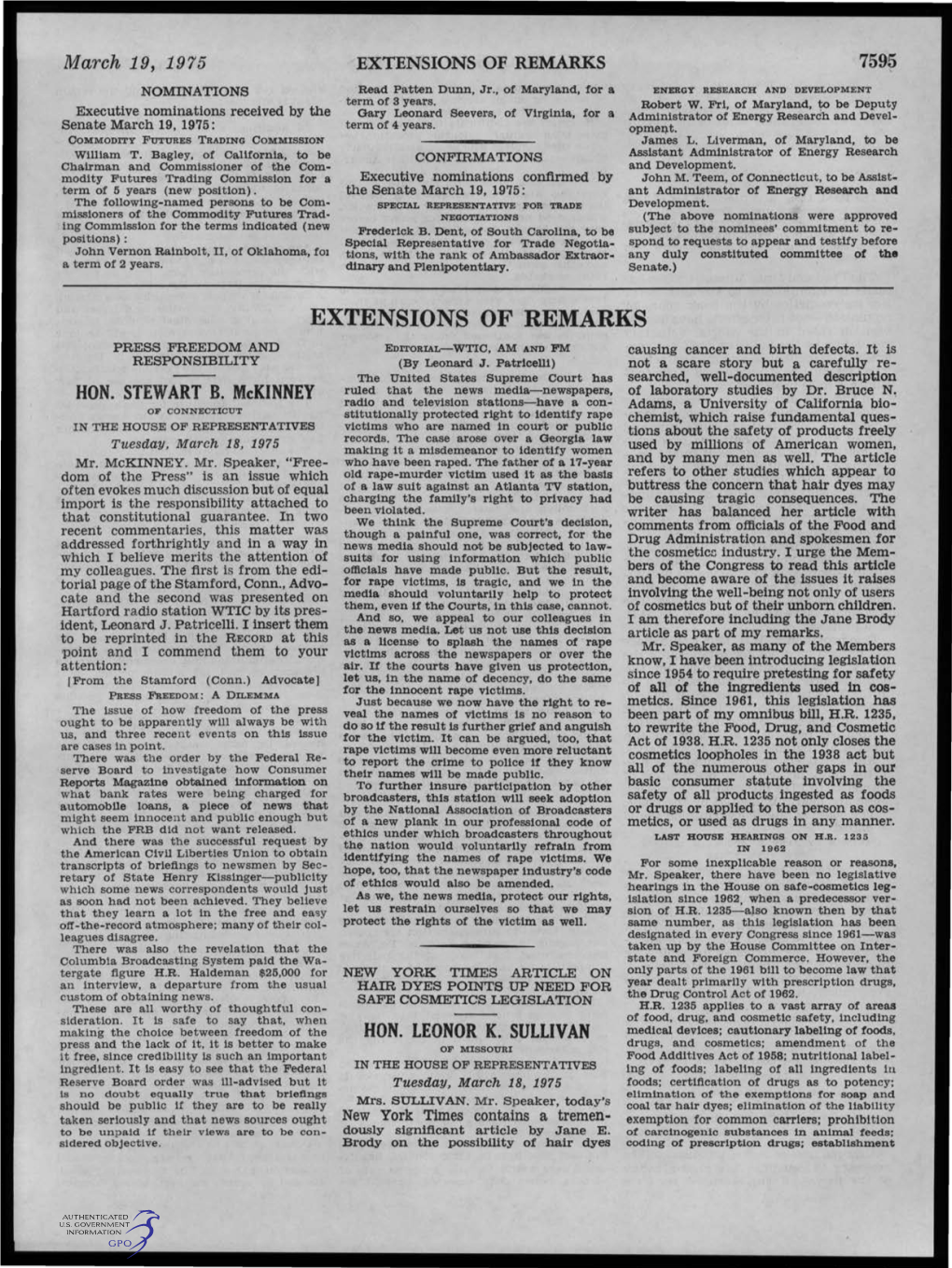 EXTENSIONS of REMARKS 7595 NOMINATIONS Read Patten Dunn, Jr., of Maryland, for a ENERGY RESEARCH and DEVELOPMENT Term of 3 Years