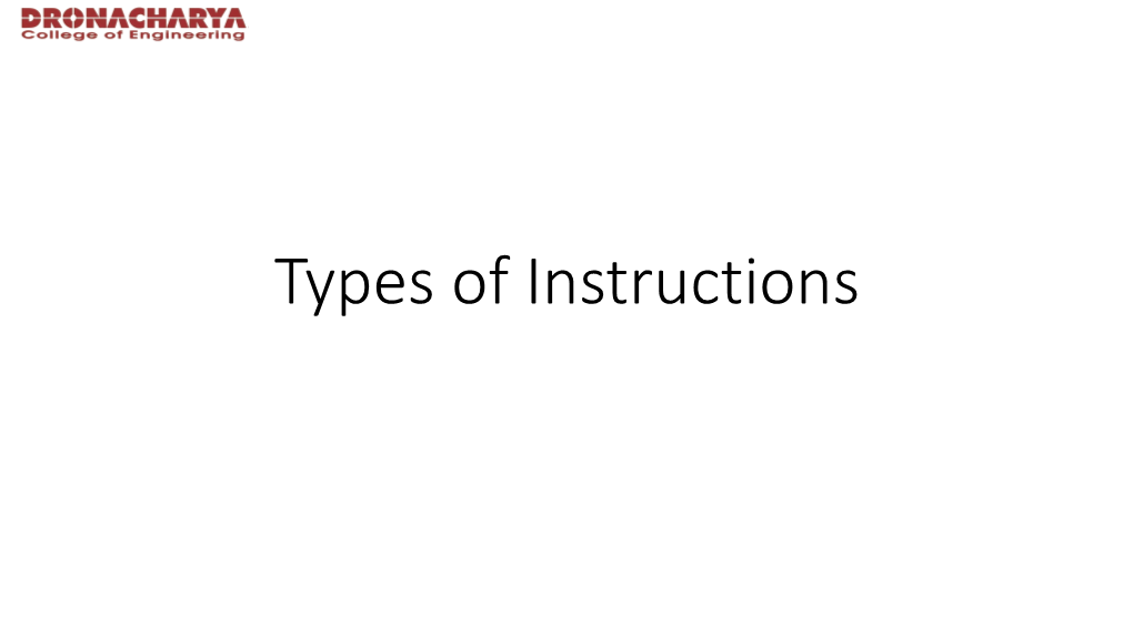 Types of Instructions