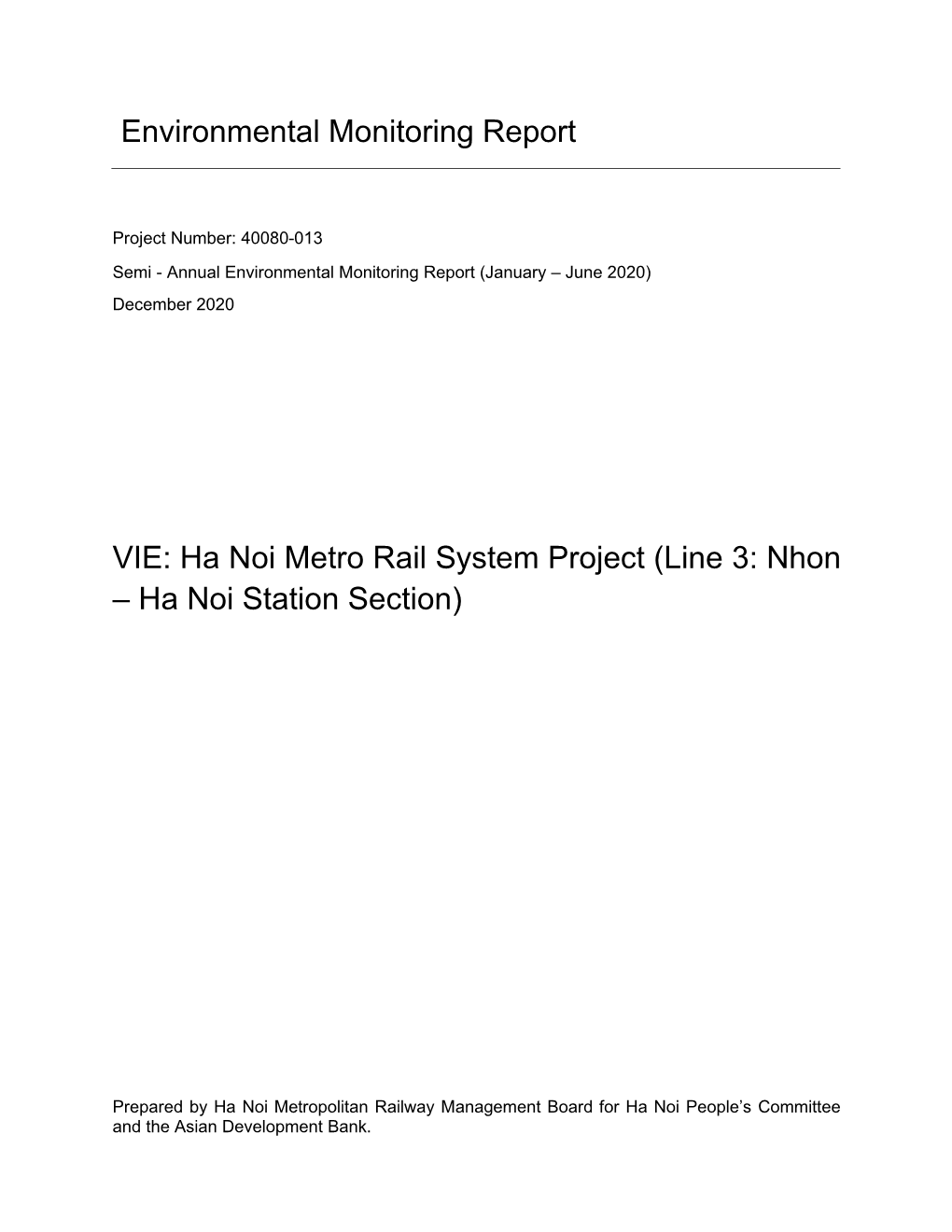 40080-013: Ha Noi Metro Rail System Project