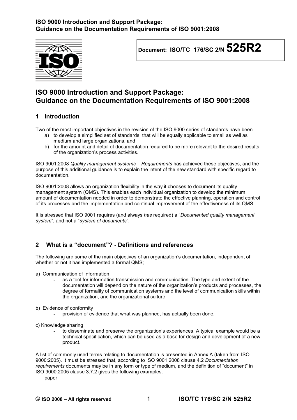 Guidance on the Documentation Requirements of ISO 9001:2008