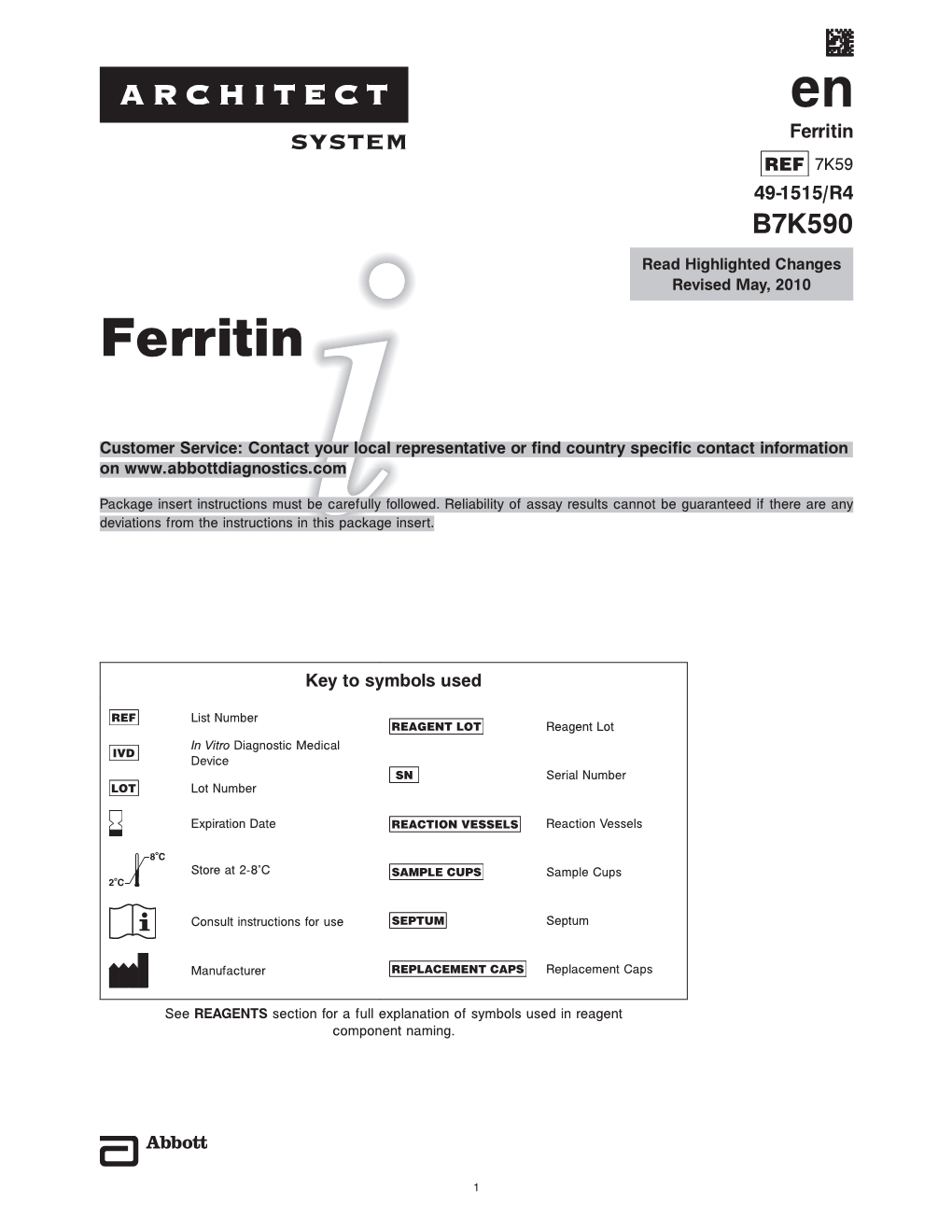 Ferritin 7K59 49-1515/R4 B7K590 Read Highlighted Changes Revised May, 2010 Ferritin