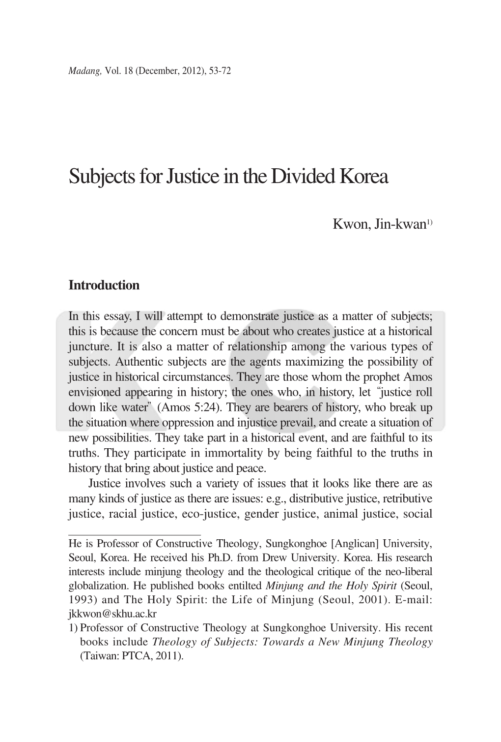 Subjects for Justice in the Divided Korea