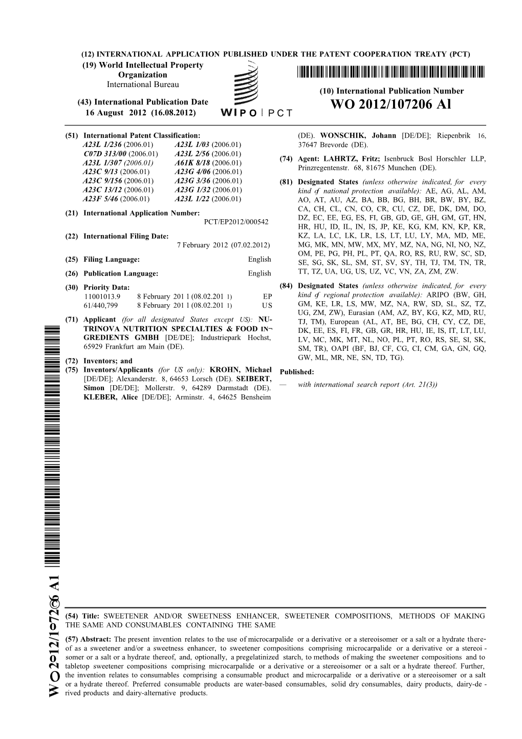 WO 2012/107206 Al 16 August 2012 (16.08.2012) P O P C T