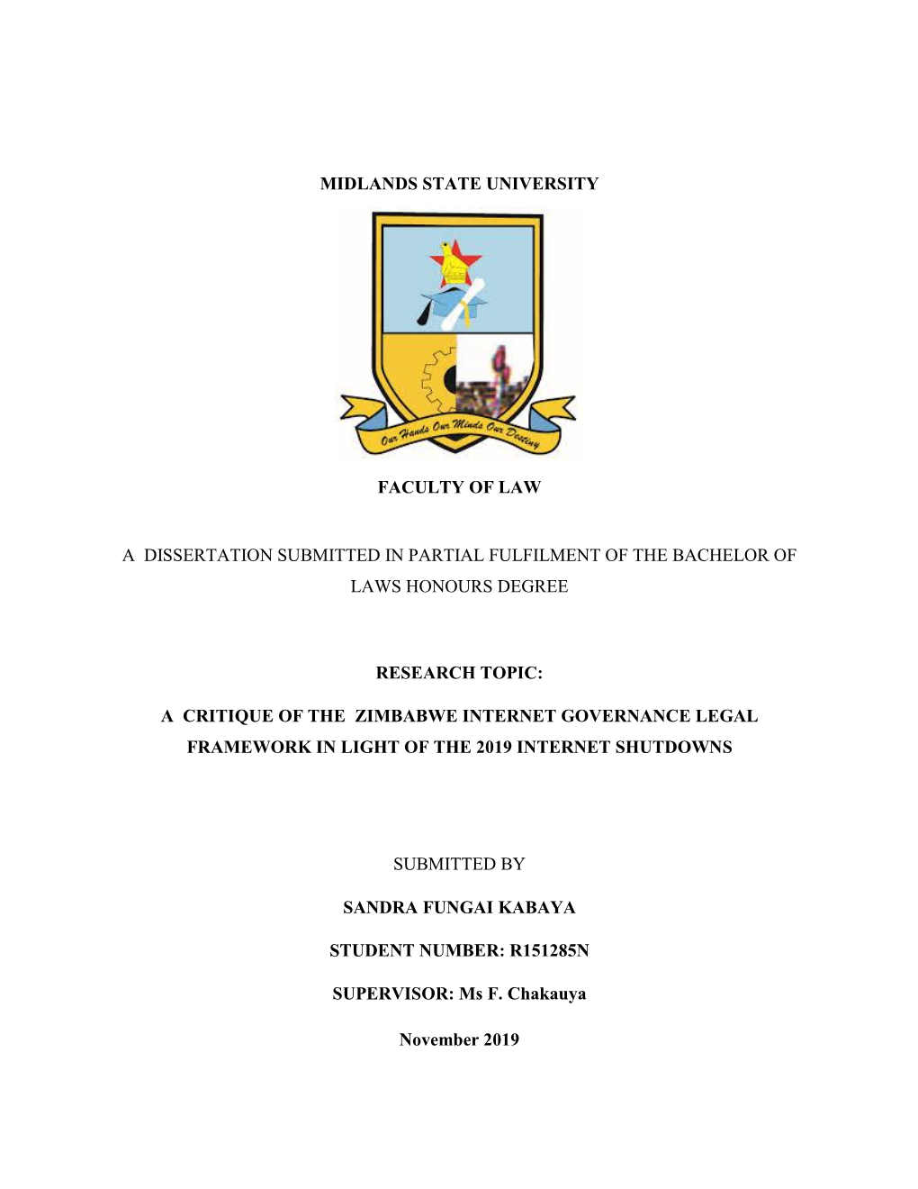 Midlands State University Faculty of Law A