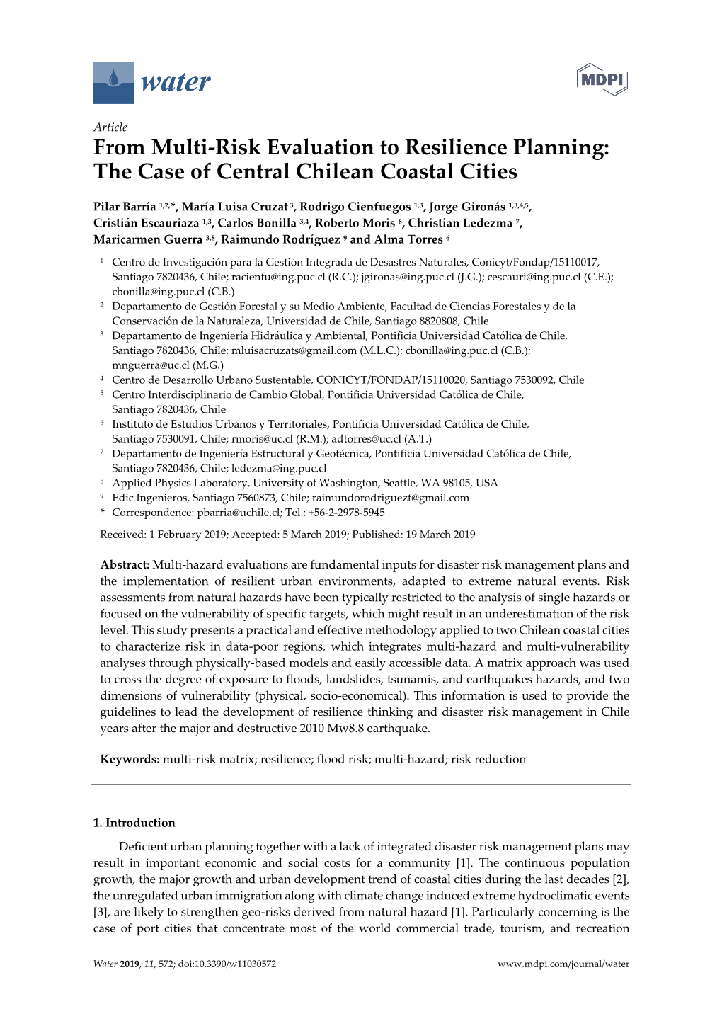 The Case of Central Chilean Coastal Cities