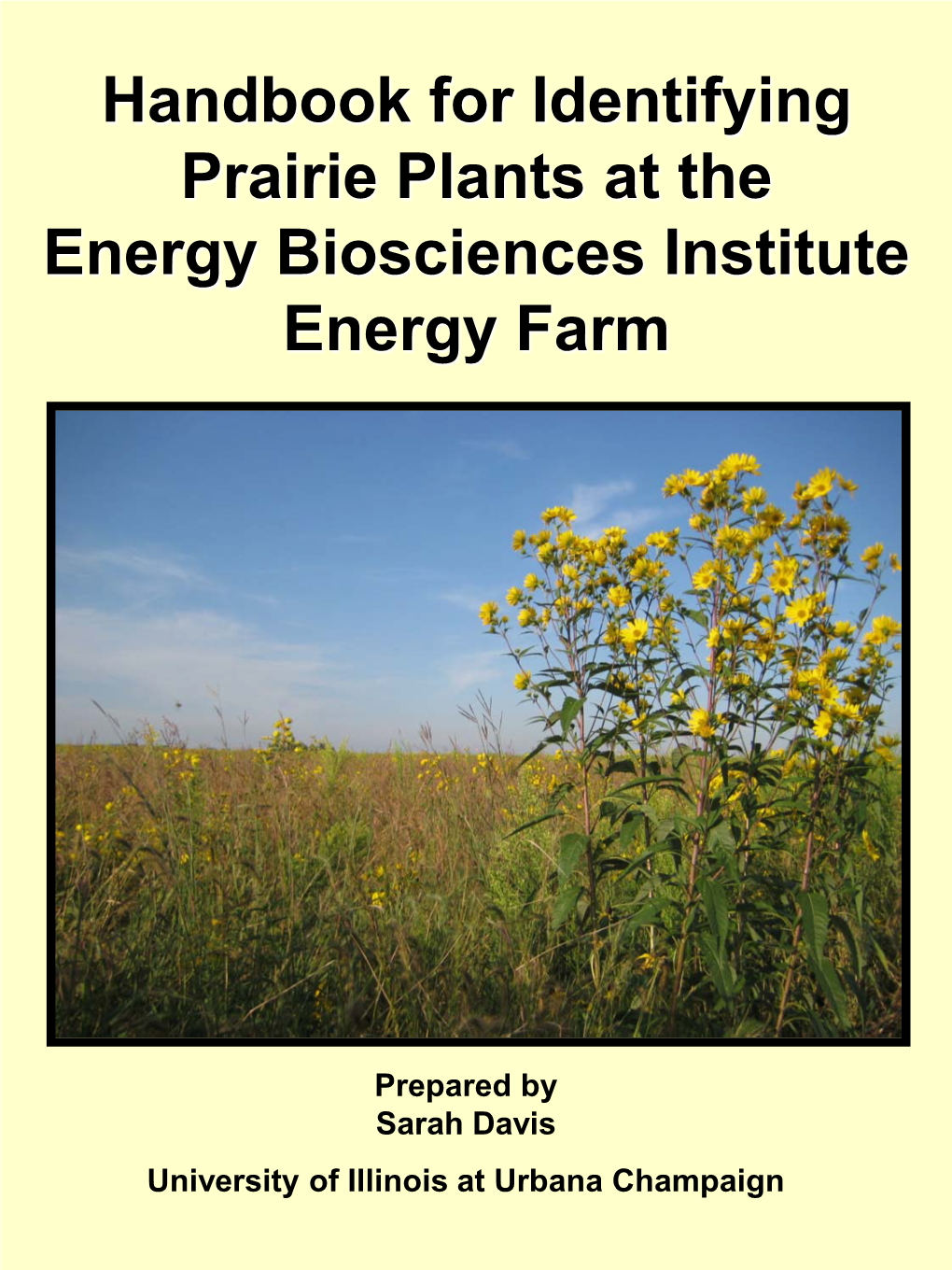 Handbook for Identifying Prairie Plants at the Energy Biosciences Institute Energy Farm