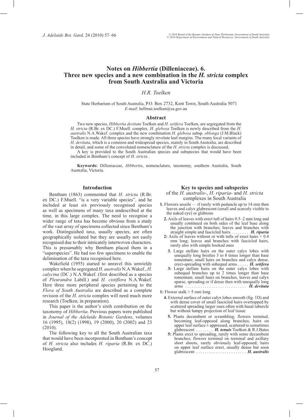 Notes on Hibbertia (Dilleniaceae). 6