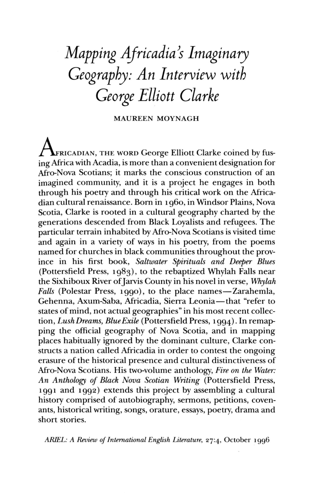 An Interview with George Elliott Clarke