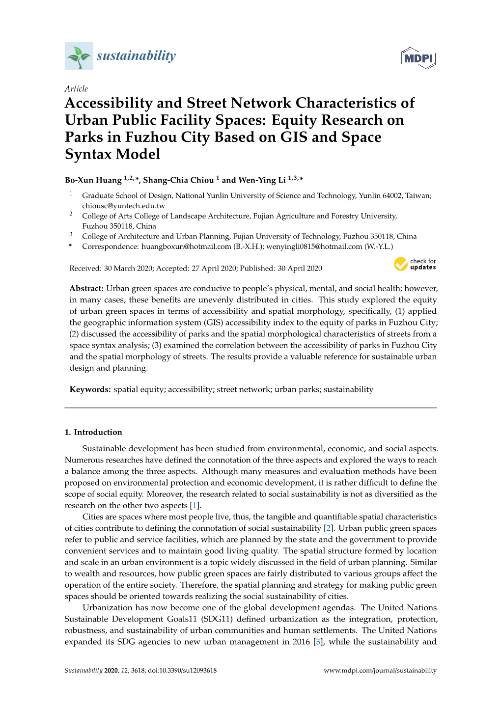 Equity Research on Parks in Fuzhou City Based on GIS and Space Syntax Model