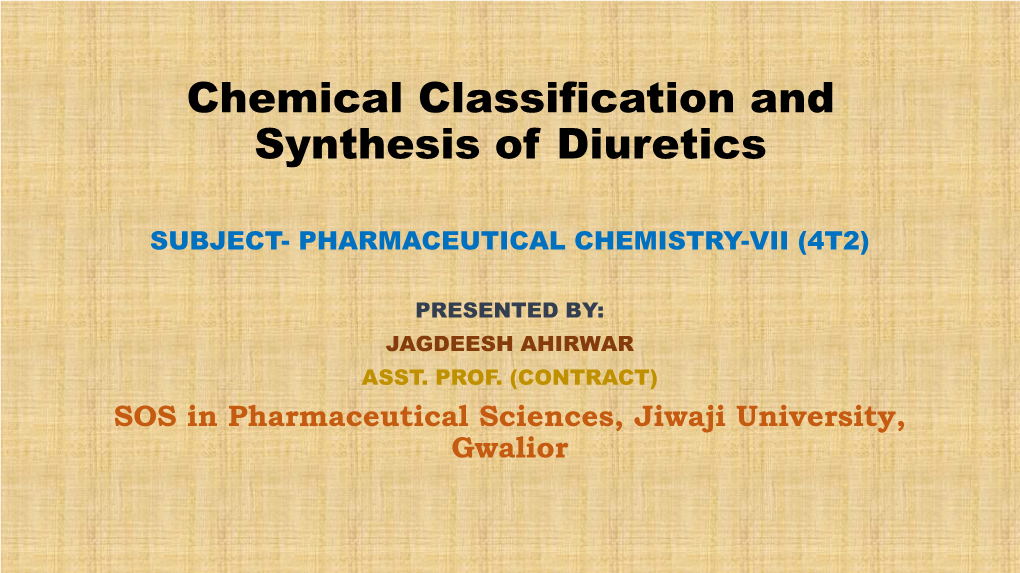 Chemical Classification and Synthesis of Diuretics