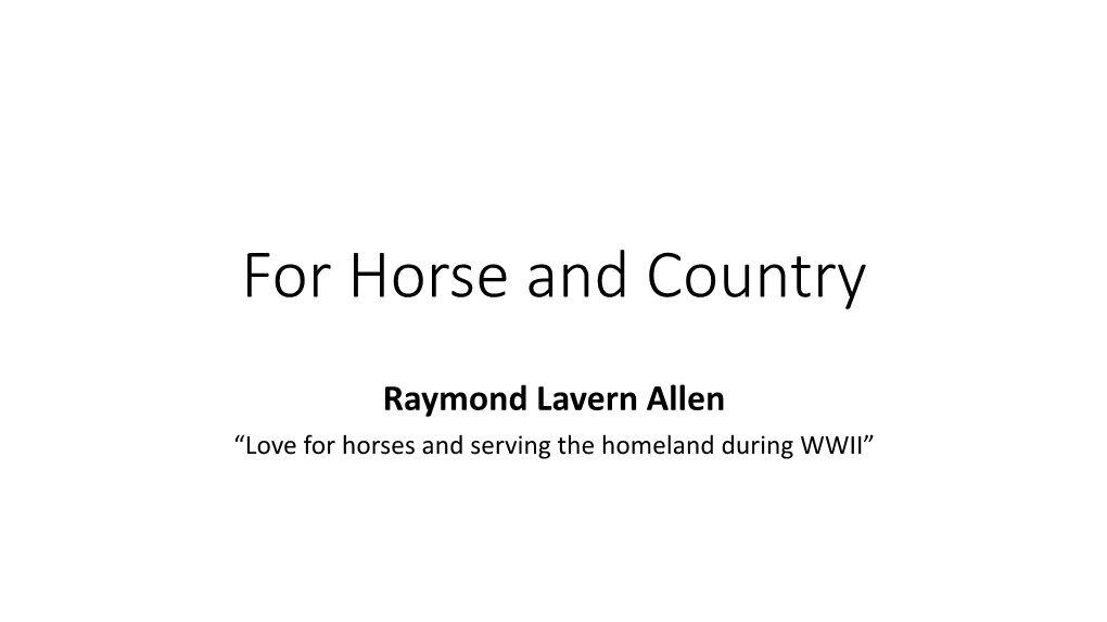 For Horse and Country