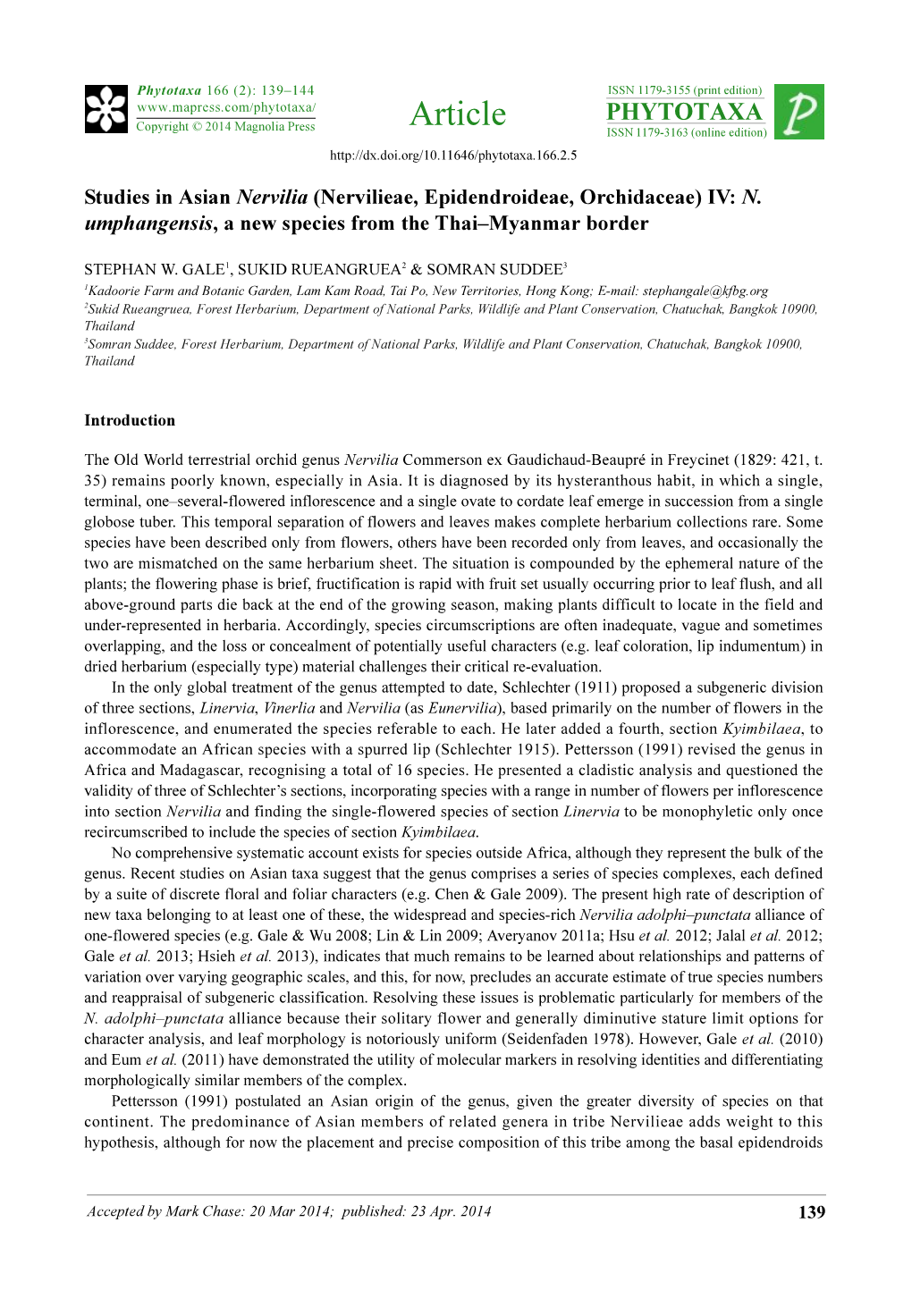 Studies in Asian Nervilia (Nervilieae, Epidendroideae, Orchidaceae) IV: N