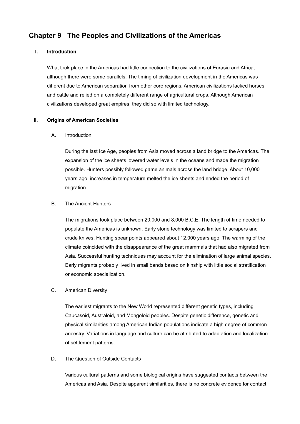 Chapter 9 the Peoples and Civilizations of the Americas