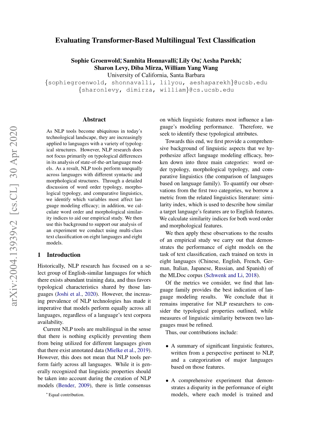 Evaluating Transformer-Based Multilingual Text Classification